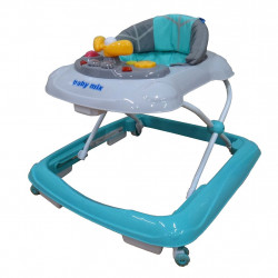 BABY MIX Detské chodítko Baby Mix s volantom a siikónovými kolieskami mint