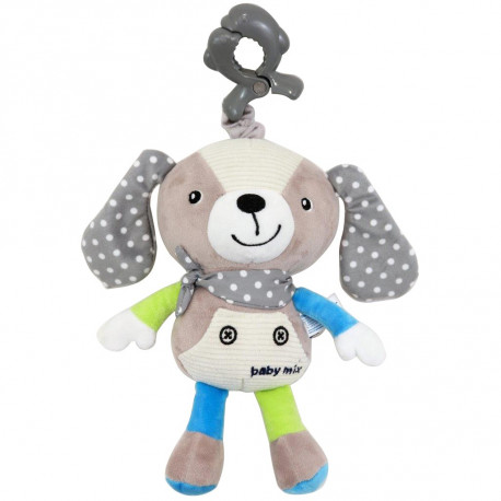 BABY MIX Detská plyšová hračka s hracím strojčekom Baby Mix Psíček béžový