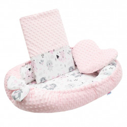 NEW BABY Luxusné hniezdočko s vankúšikom a perinkou New Baby z Minky rúžové