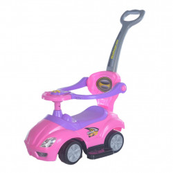 BABY MIX Detské odrážadlo s vodiacou tyčou 3v1 Baby Mix Mega Car ružové