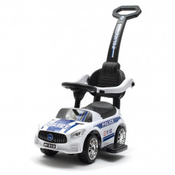 BABY MIX Detské odrážadlo so zvukom a vodiacou tyčou Baby Mix POLICE biele