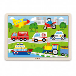 Viga Detské drevené puzzle Viga Vozidla