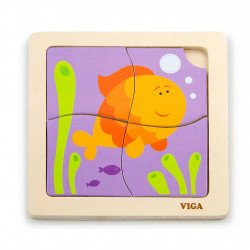 Viga Drevené puzzle pre najmenších Viga 4 ks Rybka