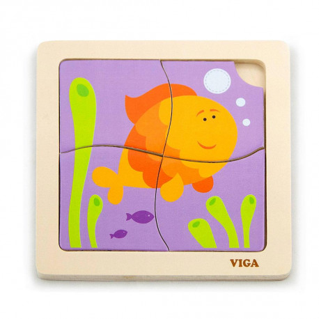 Viga Drevené puzzle pre najmenších Viga 4 ks Rybka