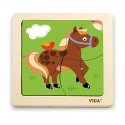 Viga Drevené puzzle pre najmenších Viga 4 ks Koník