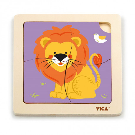 Viga Drevené puzzle pre najmenších Viga 4 ks Lev