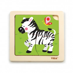 Viga Drevené puzzle pre najmenších Viga 4 ks Zebra