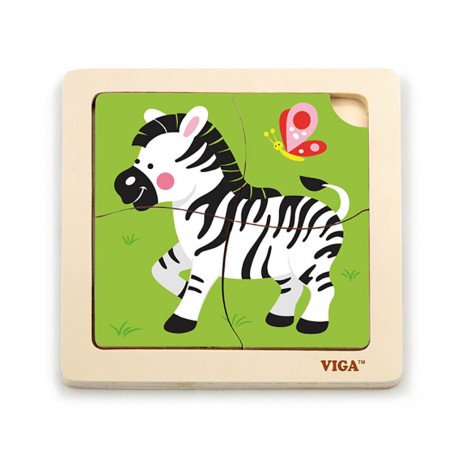 Viga Drevené puzzle pre najmenších Viga 4 ks Zebra