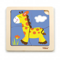 Viga Drevené puzzle pre najmenších Viga 4 ks Žirafa