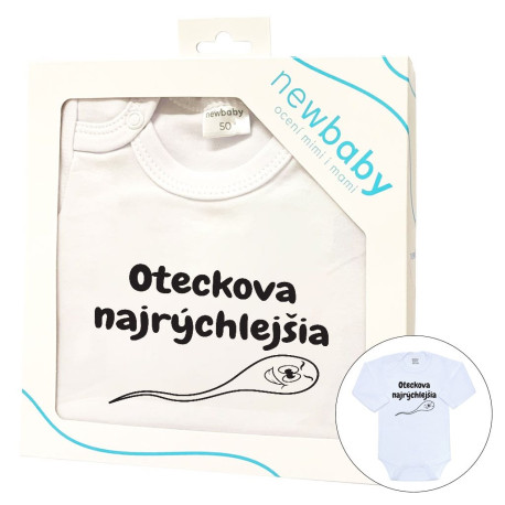 NEW BABY Body s potlačou New Baby Oteckova najrýchlejšia - darčekové balenie