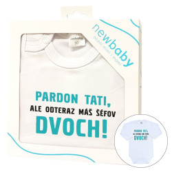 NEW BABY Body s potlačou New Baby Pardon tati,... máš šéfov dvoch! - darčekové balenie