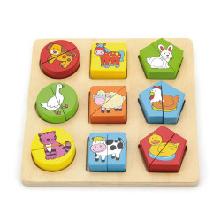 Viga Drevené puzzle pre najmenších Viga Tvary a zvieratá