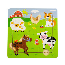 Viga Drevené puzzle na doske Viga Farma