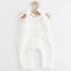 NEW BABY Dojčenské mušelínové zahradníčky New Baby Soft dress béžová