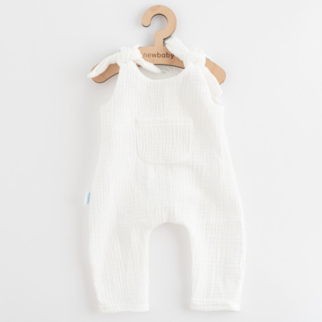 NEW BABY Dojčenské mušelínové zahradníčky New Baby Soft dress béžová