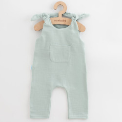 NEW BABY Dojčenské mušelínové zahradníčky New Baby Soft dress mätová
