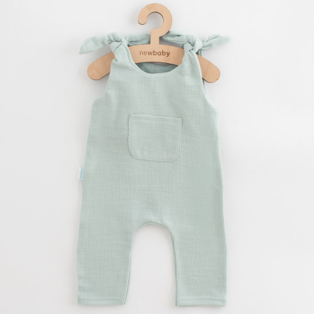 NEW BABY Dojčenské mušelínové zahradníčky New Baby Soft dress mätová