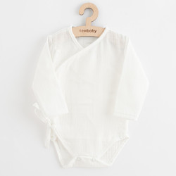 NEW BABY Dojčenské mušelínové body s bočným zaviazovaním New Baby Soft dress béžová