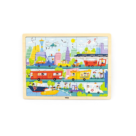 Viga Drevené puzzle 48 dielikov Viga Doprava