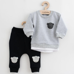 NEW BABY Dojčenská súprava tričko a tepláčky New Baby Brave Bear ABS sivá