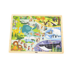 Viga Detské drevené puzzle Viga Zoo 48 ks