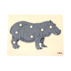 Viga Detské drevené puzzle s úchytmi Montessori Viga Hroch