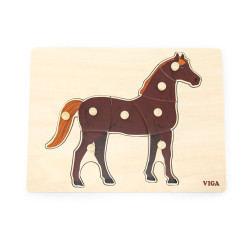 Viga Detské drevené puzzle s úchytmi Montessori Viga Koník