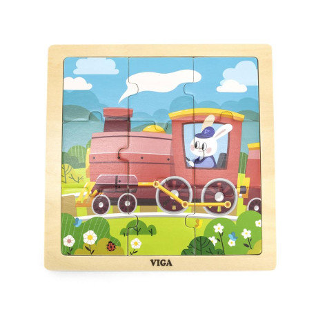 Viga Drevené puzzle pre najmenších Viga 9 ks Vlak