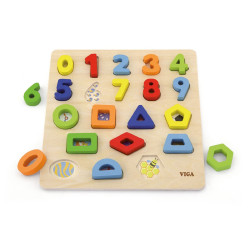 Viga Drevené vkladacie puzzle Viga Čísla a tvary
