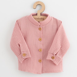 NEW BABY Dojčenská mušelínová košeľa New Baby Soft dress ružová