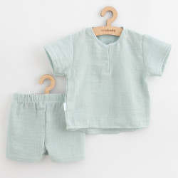 NEW BABY Dojčenská mušelínová súpravička New Baby Soft dress mätová
