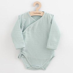 NEW BABY Dojčenské mušelínové body s bočným zaviazovaním New Baby Soft dress mätová