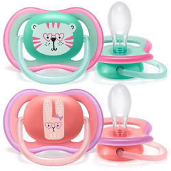 AVENT Dojčenský cumlík Ultra air  Avent  + 18 mesiacov - 2 ks dievča tiger