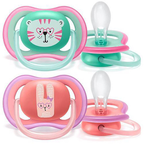 AVENT Dojčenský cumlík Ultra air  Avent  + 18 mesiacov - 2 ks dievča tiger