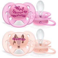 AVENT Dojčenský cumlík Ultrasoft Premium Avent 6-18 mesiacov - 2 ks dievča