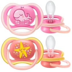 AVENT Dojčenský cumlík Ultra air Pastel  Avent 6- 18 mesiacov - 2 ks dievčatko