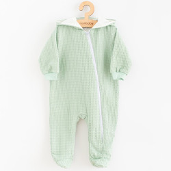 NEW BABY Dojčenský mušelínový overal s kapucňou New Baby Comfort clothes šalviová