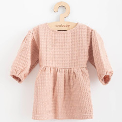 NEW BABY Dojčenské mušelínové šaty New Baby Comfort clothes ružová