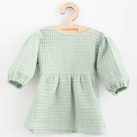 NEW BABY Dojčenské mušelínové šaty New Baby Comfort clothes šalviová