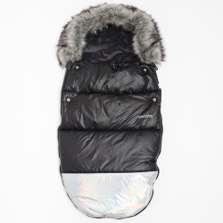 NEW BABY Luxusný fusak s kožušinkou Shine New Baby čierno strieborny