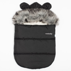 NEW BABY Luxusný zimný fusak s kapucňou s uškami New Baby Alex Fleece black