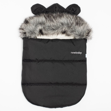 NEW BABY Luxusný zimný fusak s kapucňou s uškami New Baby Alex Fleece black