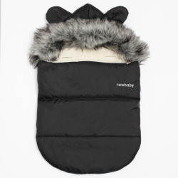 NEW BABY Luxusný zimný fusak s kapucňou s uškami New Baby Alex Wool black