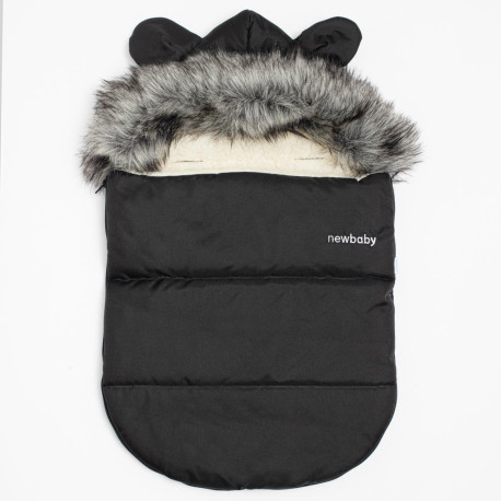 NEW BABY Luxusný zimný fusak s kapucňou s uškami New Baby Alex Wool black