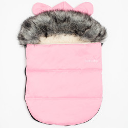 NEW BABY Luxusný zimný fusak s kapucňou s uškami New Baby Alex Wool pink