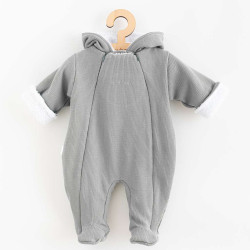 NEW BABY Zimná dojčenská kombinéza s kapucňou New Baby Frosty grey