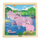 Viga Drevené puzzle pre najmenších Viga 9 ks hrošík