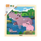Viga Drevené puzzle pre najmenších Viga 9 ks hrošík