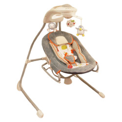 BABY MIX Detské lehátko s hojdačkou a svetelným projektorom Baby Mix šedé