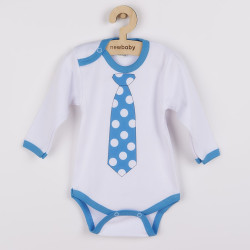 NEW BABY Body s potlačou New Baby s tyrkysovou kravatou